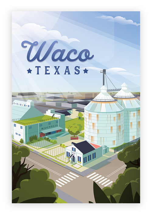 Waco Texas Magnolia Silos Print